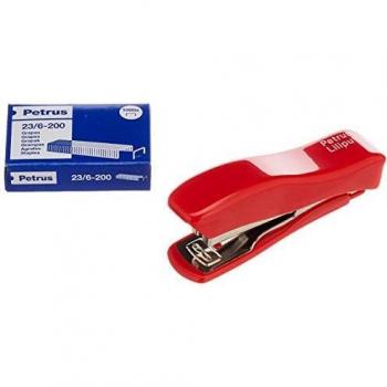 PETRUS 44767 - Grapadora modelo Liliput 200 + 1 Caja grapas 23/6-200 colores surtidos