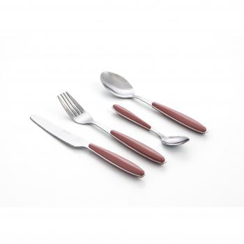 Quid Hebe Set de 24 Cubiertos con Mango Rojo, Acero Inoxidable, Gris, 17x6x26 cm