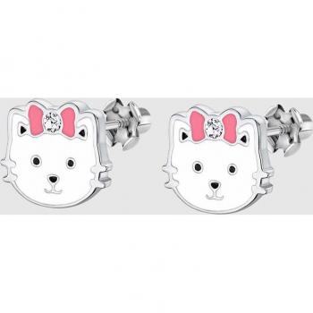 Pendientes de niña Basics WS02440 con motivo de Gato, en Plata