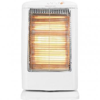 Estufa Eléctrica Halógena 1200W Blanca Oscilante 3 Potencias Antivuelco con Asa - Modelo Candente