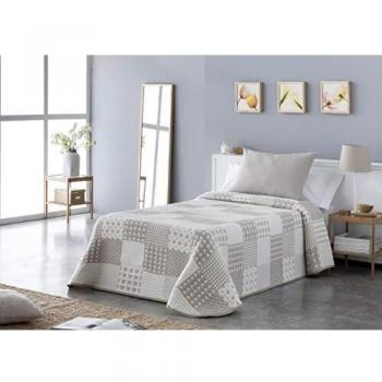 VIALMAN Colcha Bouti Ligera Sofia 21 para Cama Individual de 90 cm | Colcha Cama 90 | Tamaño Colcha 180 X 270 cm, Color BEIG