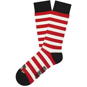 Calcetines Jimmy Lion Wally Peek-A-Boo - Rojo, Blanco y Negro, Talla M (36-40), Edición Limitada Where's Wally?