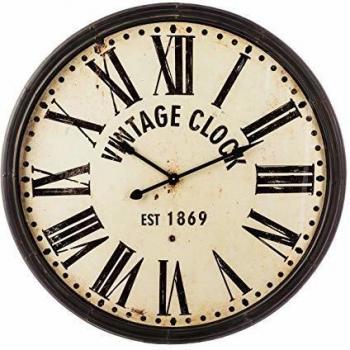 Reloj de Pared Vintage de Metal Marrón 113 cm con Números Romanos