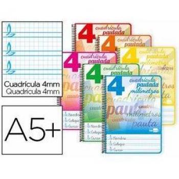 Cuaderno Espiral 4X4 mm Pautaguia 4º T/b 40 Hj 80 Gr Colores Surtidos