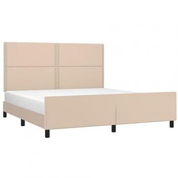 Estructura de cama cabecero cuero sintético capuchino 180x200cm
