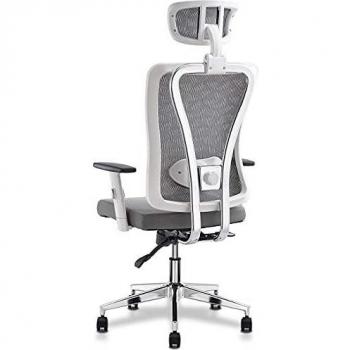 Cedric Silla de Oficina, Silla de computadora de Malla Transpirable con Soporte Lumbar Ajustable ergonómico, Silla de Escritorio giratoria Blanca con reposabrazos y reposacabezas Ajustables
