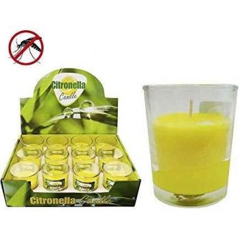 Desconocido 555N597 Vela CITRONELA 50GR Vaso Cristal Euro/Uni, Amarillo, 6 cm hoch