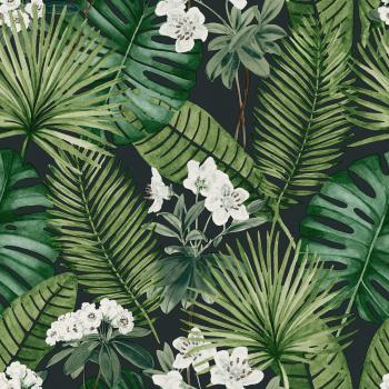 Papel de pared Dutch Wallcoverings Eden negro y verde oscuro