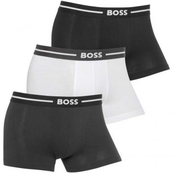 BOSS Men's 3-Pack Cotton Boxer Trunks - Navy, Black, White (L)