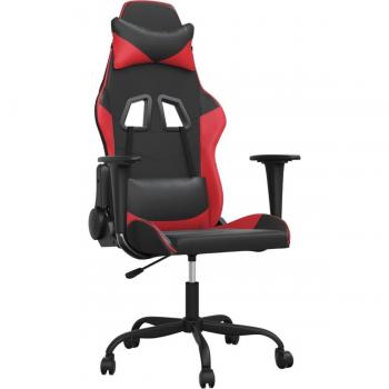 Silla de juego de masaje en cuero sintético rojo y negro