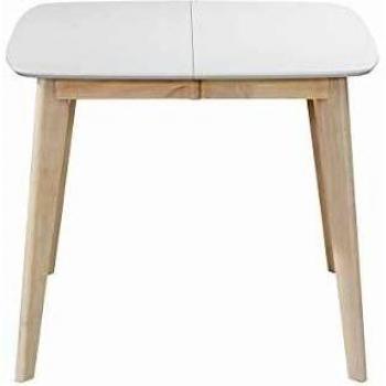 Mesa de comedor extensible nórdica blanca y madera L90-130 LEENA