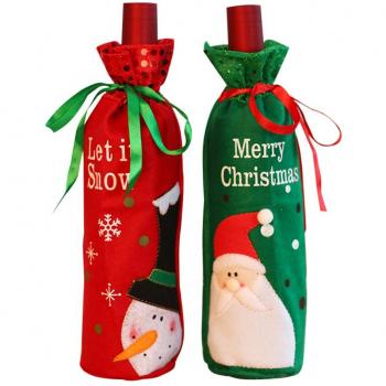 Cubierta de la botella de vino de Navidad，2 unids Navidad Botella de Vino Cubiertas Bolsas Decoración de la Mesa de Cena Para la Decoración Del Partido
