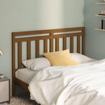 Cabecero para cama de madera maciza de pino marrón miel 156x4x100 cm