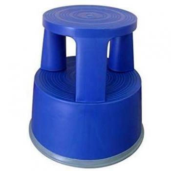 Q-Connect KF00635 - Taburete de plástico con ruedas, color azul