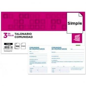 Liderpapel - Talonario comunidad tres del folio 106 -con iva