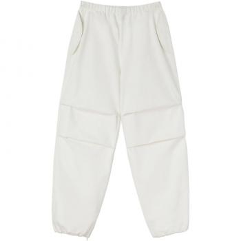 Jil Sander Men's Tapered Cotton Trousers in White | Size M | Gathered Detailing | J21KA0163J46463102