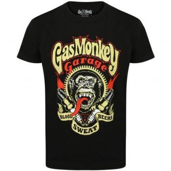 Gas Monkey Garage Oficial Sparkplugs Camiseta, XL, Negro.