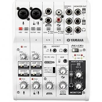 Yamaha AG06 - Consola de mezclas con capacidad para audio USB, transmisiones por internet y grabación en directo, en blanco