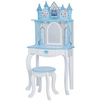 Teamson Kids Dreamland Castle Wooden Vanity Set with Mirror - Blue/White 116.84cm H X 28.58cm W X 59.56cm D