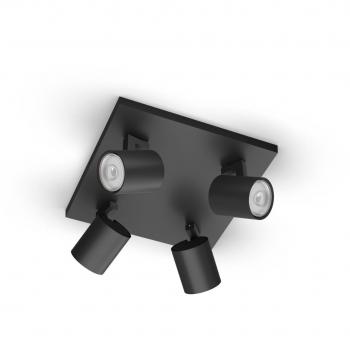 Foco de Techo Philips Runner 4 Luces GU10 IP20 Negro 200W