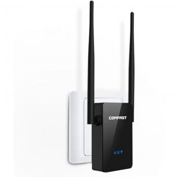 WiFi Repetidor Amplificador MECO 300Mbps WiFi Repetidor de Red WiFi Extensor de la Señal Rango cf-wr302s Compatible con Repetidor / Modo de Acceso / Modem Routers con Antena 2x5dBi Negro