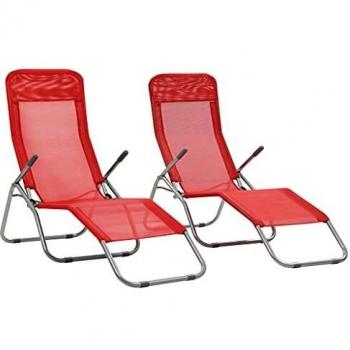 vidaXL Folding Sun Loungers 2 pcs Textilene Red