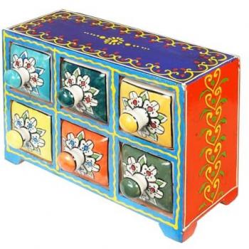 Especiero Decorativo Rojo con 6 Cajones - 17x23x11cm