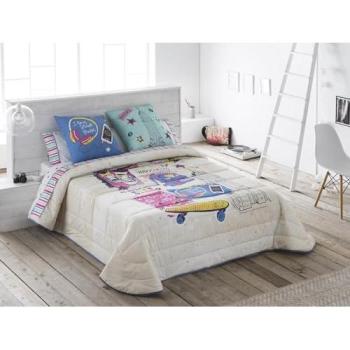 Colcha Bouti City 100% Algodón Estampado Digital + Cojín 60x60 cm con Relleno - Cama 80/90/105/135/150 - Fabricado en España