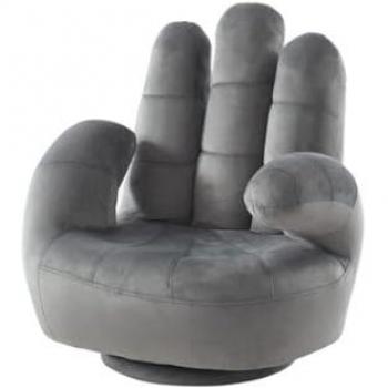 Sillón Infantil Pivotante de Terciopelo Catchy - Gris Antracita - Diseño Contemporáneo