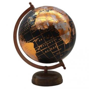 Globo Terráqueo Naranja Redondo 28x22x20cm - Decoración de Hogar ORIGEN