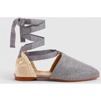 Castañer - Alpargatas planas New Gala en lino gris oscuro