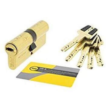 Cilindro de Seguridad Antibumping HSK Yale Perfil Euro Doble 30x40, Leva R15, Estría AK4, Acabado Latón - Incluye 5 Llaves