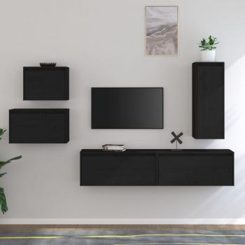 Muebles para TV 5 piezas de madera maciza de pino en color miel