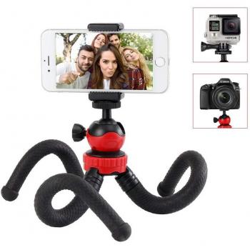 Trípode Móvil Flexible,Moreslan Trípode Cámara Reflex con 360° Rotación y Dos Adaptador Mini Tripode Tornillo 1/4'' Palo Selfie Monopod Soporte para Cámara,DSLR,Cámaras Deportivas,Teléfono Inteligente
