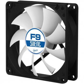 ARCTIC F9 Silent - 92 mm Ventilador de Caja para CPU, Motor Muy Silencioso, Computadora, 1000 RPM - Negro/Blanco