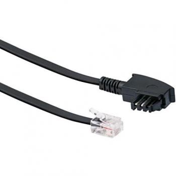 Cable telefónico Schwaiger 6m RJ-12 a TAE-F, negro, 6P2C a 6P4C