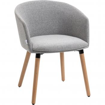 HOMCOM Silla de Comedor con Reposabrazos y Patas de Madera