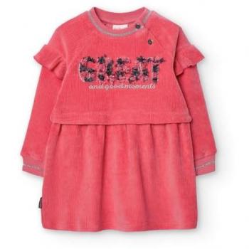 Vestido de bebé niña de pana con volantes y dibujo frontal - Boboli