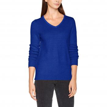 Vila Clothes Viril L/s V-Neck Knit Top-Noos, suéter para Mujer, Azul