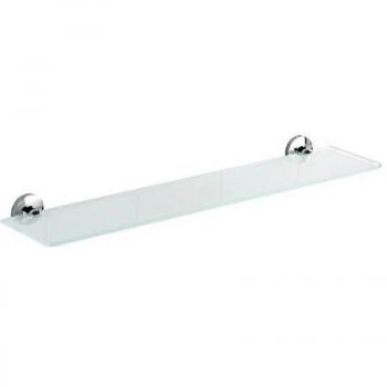 Estante de Baño Cuba, Vidrio Satinado y Soporte de Zinc Cromado, 60x5x13.5 cm