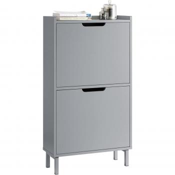 Zapatero Estrecho SoBuy FSR151-HG con 2 Solapas Organizador para Zapatos de Entrada 50 x 19 x 90 cm Gris
