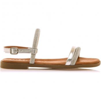 Sandalias planas de mujer Maria Plata con cierre de hebilla y puntera redonda, planta en piel, altura de 1 a 3 cm