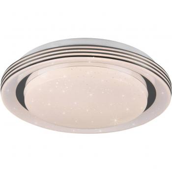 Lámpara de techo LED Atria, Ø 27 cm, blanca, plástico, CCT con efecto dimmer y estrellas brillantes