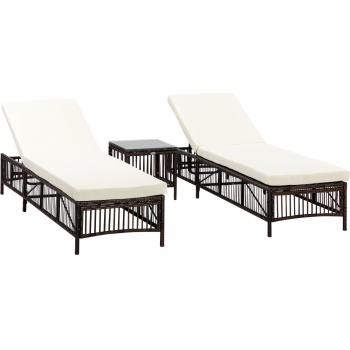 Outsunny Pack de 2 Tumbonas con Mesita y Respaldo Reclinable
