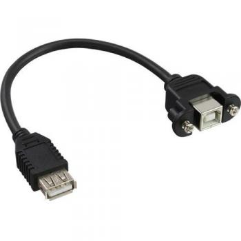Adaptador USB 2.0 A a B, 0,2m, con conector hembra y montaje en panel