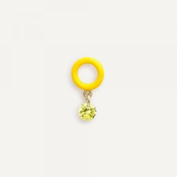 Pendiente Suelto Fluor Amarillo en Plata de Ley 925 con Baño de Oro 18K y Circonita - Cierre a Presión para Mujer