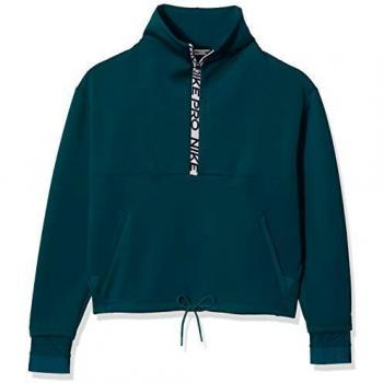 Nike W NP CLN FLC Crop Mock Neck HZ Sudadera, Mujer, Midnight turq/Metallic Silver, 2XL