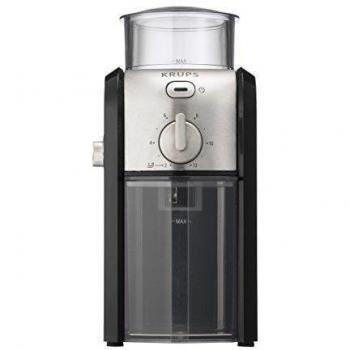 Krups GVX242 Molinillo de café profesional con sistema de muelas con torno-molido y 17 ajustes de triturado, de más fino a más grueso, potencia 100 W, Negro