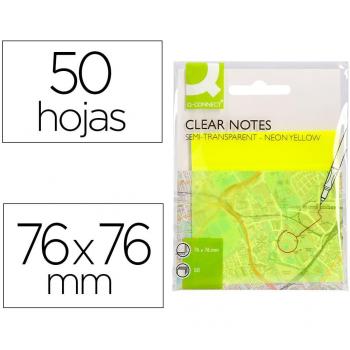 Bloc de notas adhesivas quita y pon Q-connect 76x76 mm removible plástico amarillo fluor