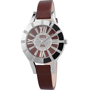 Reloj de Pulsera Analógico de Cuero Marrón con Strass Just Uhr JU10059-002